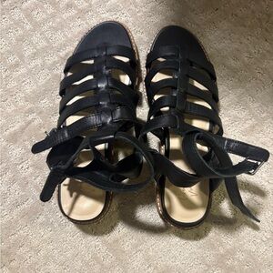 Crown Vintage Black Strappy Sandals